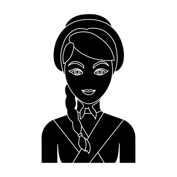 Girl with a braid and in a headdress.The dark Belgian wolf. Belgium single icon in black style vector symbol stock illustration. — Stock Vector