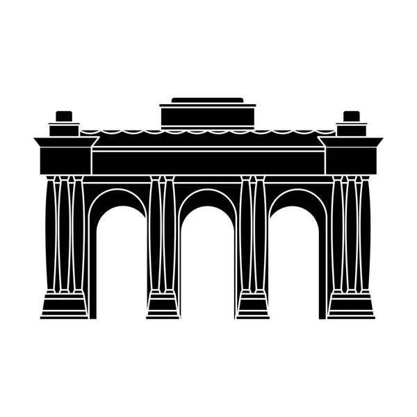 比利时的拱座纪念碑。黑暗的比利时大灰狼。比利时的黑色风格矢量符号股票插画的单个图标. — 图库矢量图片