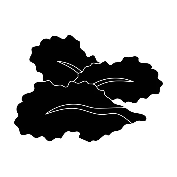 Листя салату. Бургери та інгредієнти одинарна іконка в чорному стилі Векторні ілюстрації . — стоковий вектор