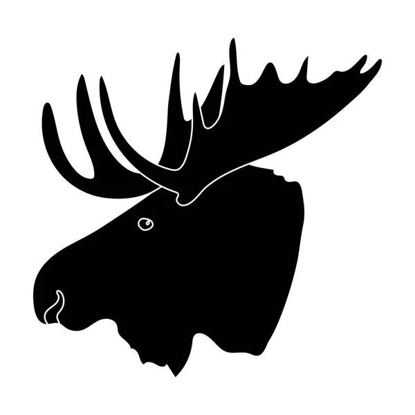 Head of an elk with horns. Canada single icon in black style vector symbol stock illustration web. — Stock Vector