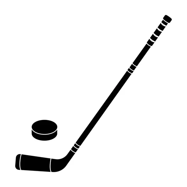 Kija hokejowego i podkładka. Kanada pojedynczej ikony w czarny styl wektor symbol ilustracji w sieci web. — Wektor stockowy