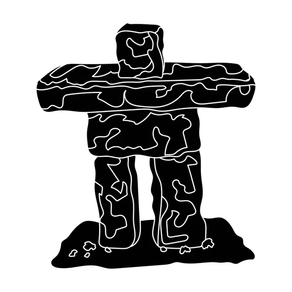 Steinskulptur in Kanada. Kanada einzelnes Symbol im schwarzen Stil Vektor Symbol Stock Illustration Web. — Stockvektor