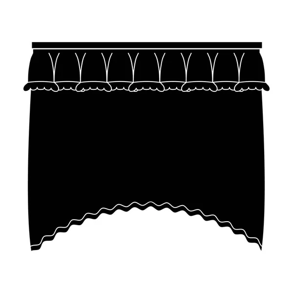 Cortinas com cortinas na cornice.Curtains ícone único em blake estilo vetor símbolo estoque ilustração web . — Vetor de Stock