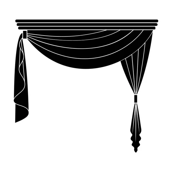 Rideaux avec draperie sur le cornice.Rideaux icône unique dans le style blake vecteur symbole illustration web . — Image vectorielle