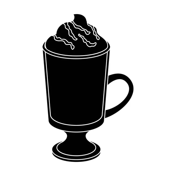 Uma xícara de mocha com espuma.Diferentes tipos de café único ícone em estilo preto símbolo vetorial estoque ilustração web . — Vetor de Stock