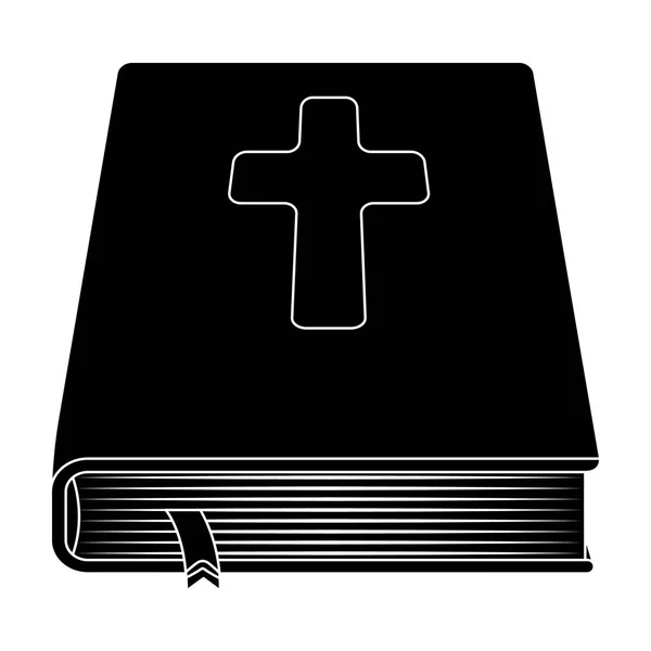 Книга с крестом на обложке. Библия. Иконка Пасхи в черном стиле . — стоковый вектор