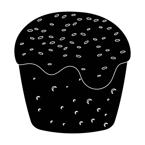 Gâteau au fondant blanc. Icône unique de Pâques en noir symbole vectoriel illustration stock . — Image vectorielle