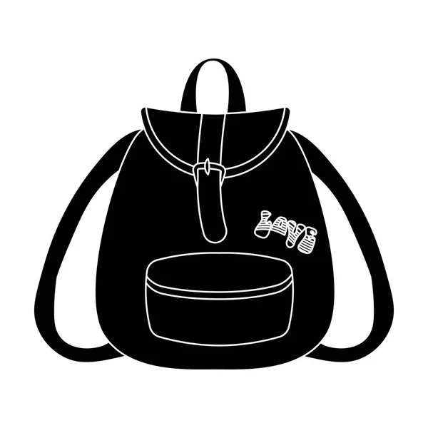 Grüne hippy backpack.hippy einzelnes Symbol im schwarzen Stil Vektor Symbol Stock Illustration Web. — Stockvektor