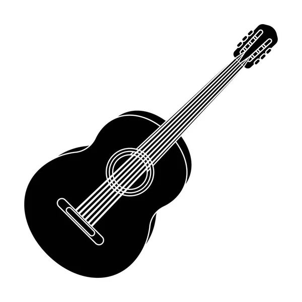 Guitarra amarela. Hippy único ícone no estilo preto símbolo vetorial web ilustração estoque . — Vetor de Stock