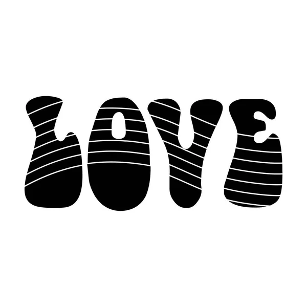 Inscrição do arco-íris da palavra love.Hippy único ícone no estilo preto símbolo vetorial estoque ilustração web . — Vetor de Stock
