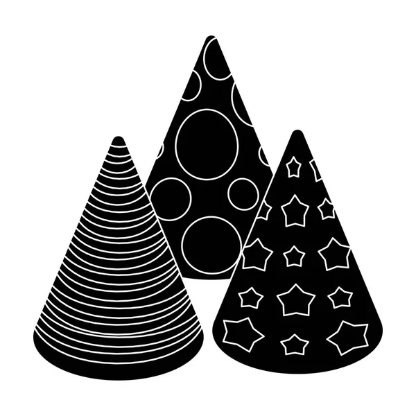 Cappelli sotto forma di coni per la festa.Partito e feste icona singola in stile nero simbolo vettoriale stock illustrazione . — Vettoriale Stock