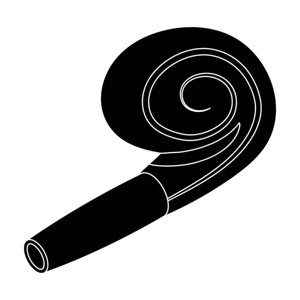 Un silbato festivo con una cinta. Fiesta y partes icono único en el símbolo de vector de estilo negro ilustración de stock . — Vector de stock