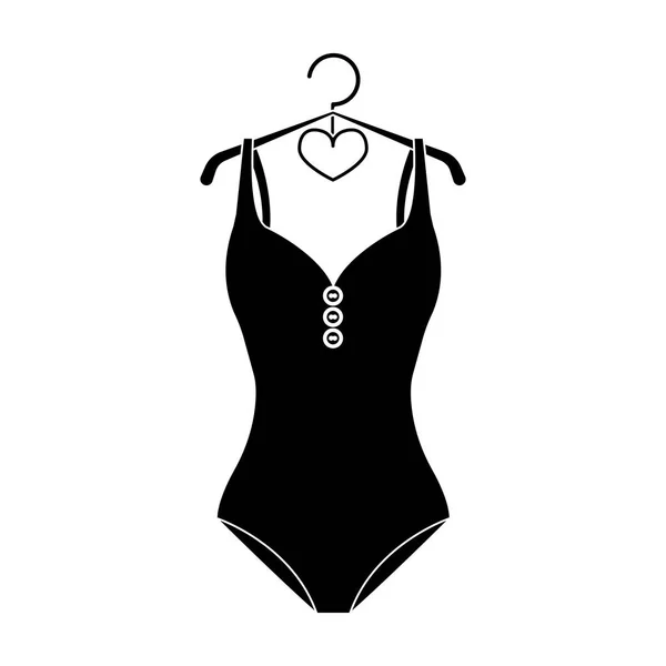 Monotónní žluté plavky pro dívky. Oblečení ke koupání v bazénu. Swimcuits jednoduché ikony v černém stylu vektor symbol skladem ilustrace. — Stockový vektor