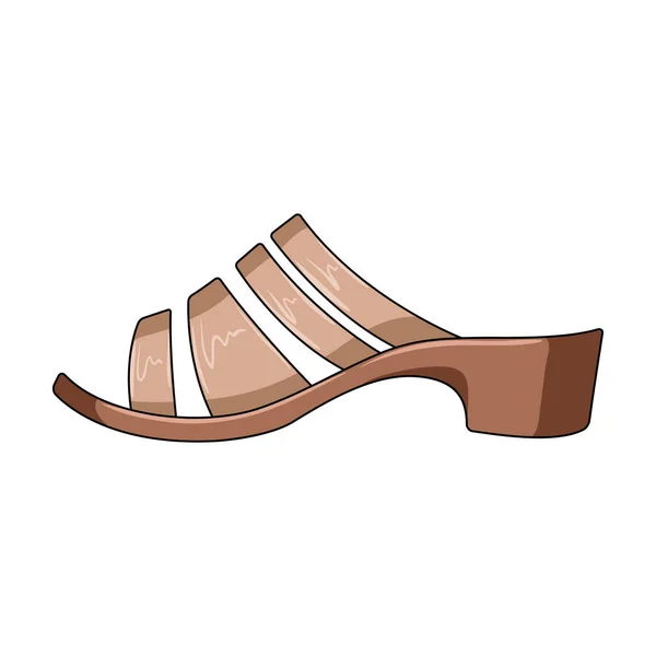 Talons d'été en cuir marron pour femmes. Chaussures pour la marche dans le parc .Différentes chaussures icône unique dans le style dessin animé vectoriel symbole illustration stock . — Image vectorielle