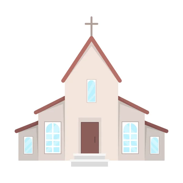 Una iglesia con una cruz en el tejado. Icono de Pascua solo en el estilo de dibujos animados vector símbolo stock ilustración . — Vector de stock