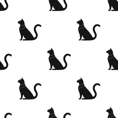 Kedi Tanrıça Bast simge siyah stil beyaz arka plan üzerinde izole içinde. Antik Mısır desen hisse senedi vektör çizim.