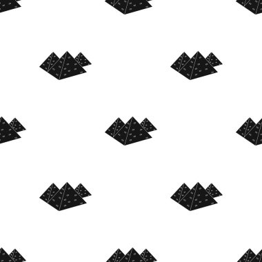 Mısır piramitleri simge siyah stil beyaz arka plan üzerinde izole içinde. Antik Mısır desen hisse senedi vektör çizim.