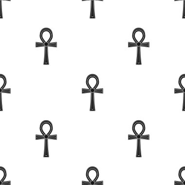 Ankh simge siyah stil beyaz arka plan üzerinde izole içinde. Antik Mısır desen hisse senedi vektör çizim.