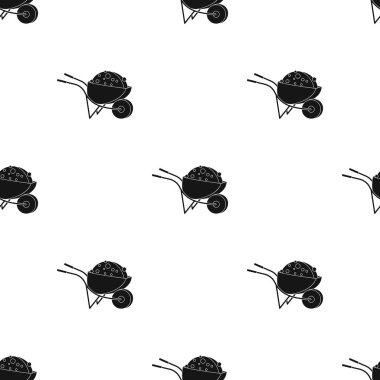 El arabası simge siyah stil beyaz arka plan üzerinde izole içinde. Yapı ve model stok vektör çizim onarma.