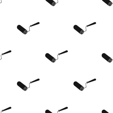 Silindir simge siyah stil beyaz arka plan üzerinde izole boya. Yapı ve model stok vektör çizim onarma.