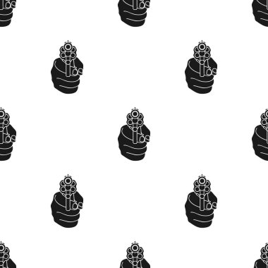 Yönlendirilmiş silah simge siyah tarzında beyaz arka plan üzerinde izole. Suç desen hisse senedi vektör çizim.