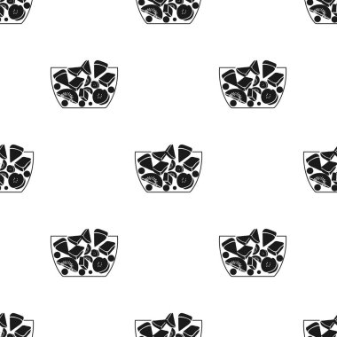 Siyah stil beyaz arka plan üzerinde izole meyve salatası simgesini. Spor ve fitness desen hisse senedi vektör çizim.