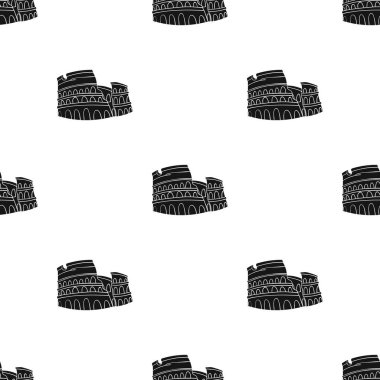 Colosseum İtalya simge siyah stil beyaz arka plan üzerinde izole içinde. İtalya ülke desen hisse senedi vektör çizim.