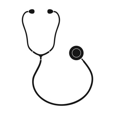 Phonendoscope bir doktor. Tıp tek simge siyah stil vektör simge stok çizim web içinde.