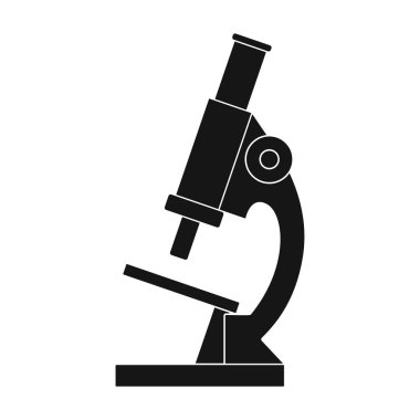 Microscope.Medicine tek simge siyah stil vektör simge stok çizim web içinde.
