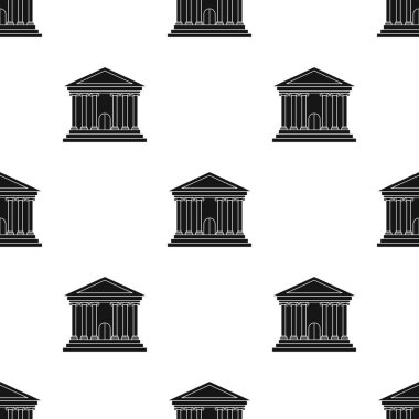 Banka simge siyah stil beyaz arka plan üzerinde izole içinde. Para ve Finans desen hisse senedi vektör çizim.