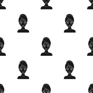 Akne simge siyah stil beyaz arka plan üzerinde izole içinde olan kadın. Cilt Bakımı desen hisse senedi vektör çizim.