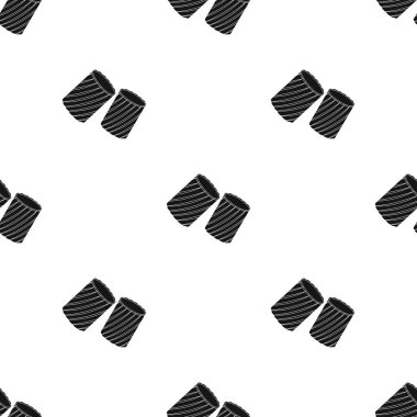 Ditalini makarna simge siyah stil beyaz arka plan üzerinde izole içinde. Makarna desen stok tür illüstrasyon vektör.