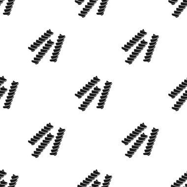 Siyah stil beyaz arka plan üzerinde izole düdük simgesi makarna. Makarna desen stok tür illüstrasyon vektör.