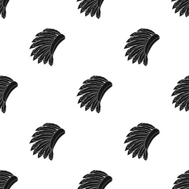 Savaş bonnet simgesinde siyah stil beyaz arka plan üzerinde izole. ABD ülke desen hisse senedi vektör çizim.