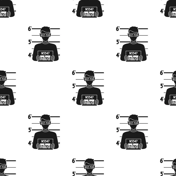Icono de fotografía para prisioneros en estilo negro aislado sobre fondo blanco. Crimen patrón stock vector ilustración . — Vector de stock