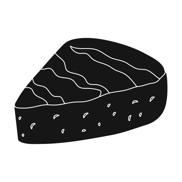 Brie.different Arten von Käse einzigen Symbol im schwarzen Stil Vektor Symbol Stock Illustration Web. — Stockvektor