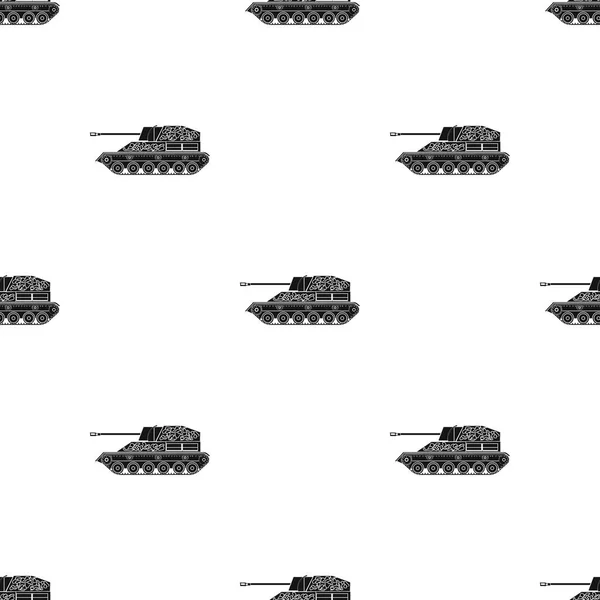 군사 탱크 흰색 배경에 고립 된 블랙 스타일에서 아이콘. 군과 육군 패턴 재고 벡터 일러스트 레이 션 — 스톡 벡터