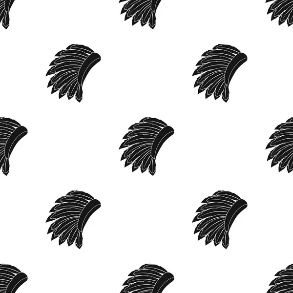 Savaş bonnet simgesinde siyah stil beyaz arka plan üzerinde izole. ABD ülke desen hisse senedi vektör çizim.