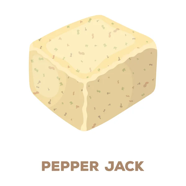 Gack πιπέρι. Διαφορετικά είδη τυριού μόνο εικονίδιο στο καρτούν στυλ διάνυσμα σύμβολο απόθεμα ενδεικτικά web. — Διανυσματικό Αρχείο