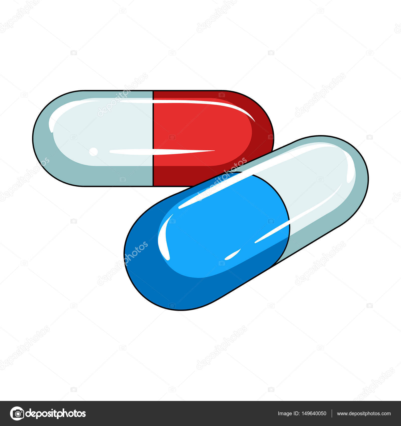 用药物的胶囊。医学的卡通风格矢量符号股票图web 的单个图标. 图库矢量图©PandaVector 149640050
