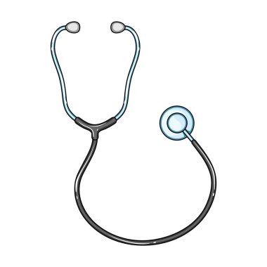 Phonendoscope bir doktor. Tıp tek kutsal kişilerin resmi içinde karikatür tarzı vektör simge stok çizim web.