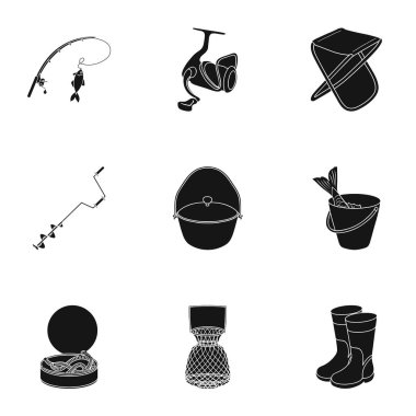 Yaz ve kış balıkçılık, Balık tutma, Açık Rekreasyon, balık. Simge siyah stil vektör simge stok çizim üzerinde küme koleksiyon içinde Balık tutma.