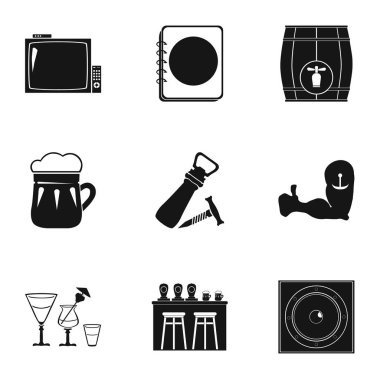 Vahşi hayvanların simgeler kümesi. Yırtıcı ve huzurlu vahşi hayvanlar. Gerçekçi hayvan simge siyah stil vektör simge stok çizim üzerinde set koleksiyonu.