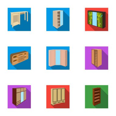 Uyku ve dinlenme konulu resim kümesi. Her zevke ve renk için farklı yatak. Düz stil vektör simge stok çizim üzerinde küme koleksiyon simgesinde yatak.