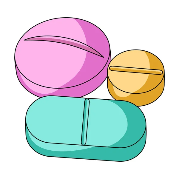 Läkemedel tabletter. Medicin enda ikon i tecknad stil vektor symbol stock illustration web. — Stock vektor