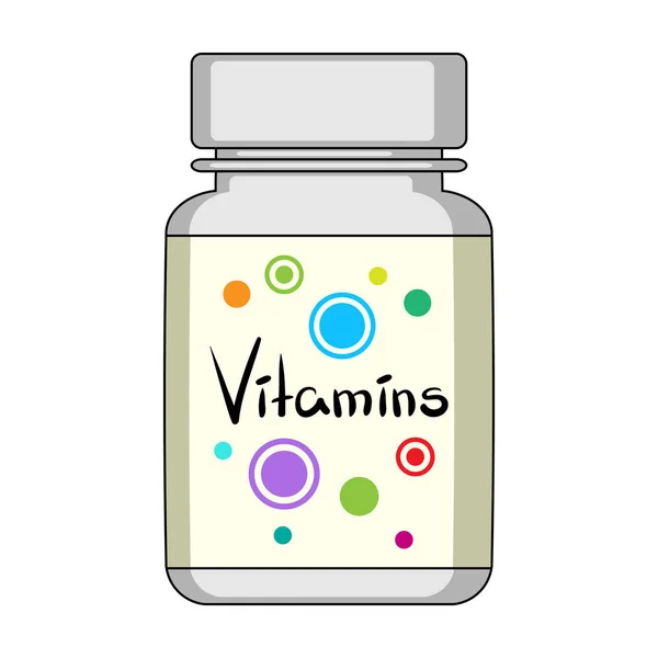 Embalagem com vitaminas.Medicine único ícone em desenho animado estilo vetor símbolo estoque ilustração web . — Vetor de Stock