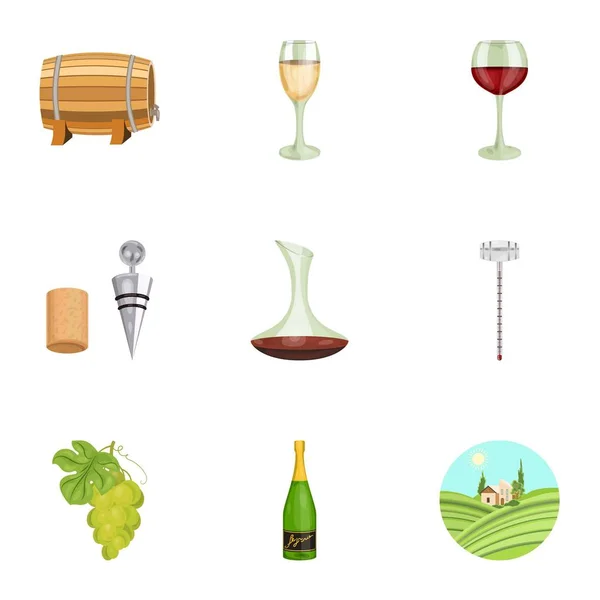 Productos del vino. Icono de producción de vid en la colección de conjuntos en la ilustración de stock de símbolo de vector de estilo de dibujos animados . — Archivo Imágenes Vectoriales