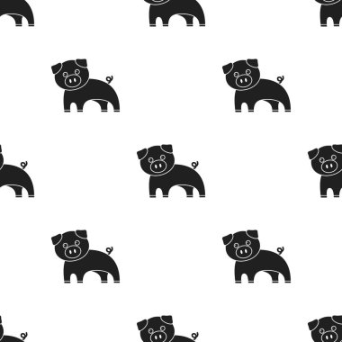 Domuz siyah simgesi. Gösterim amacıyla web ve mobil tasarım.