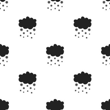 Kar yağışı simge siyah stil beyaz arka plan üzerinde izole içinde. Hava desen hisse senedi vektör çizim.