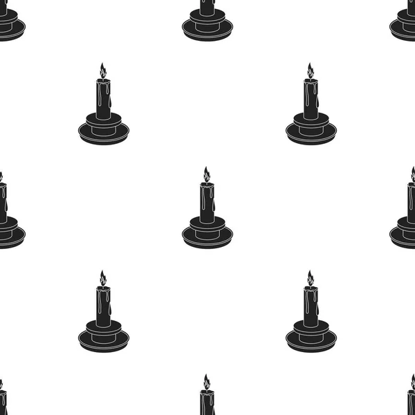 Kerzensymbol im schwarzen Stil isoliert auf weißem Hintergrund. Lichtquelle Muster Stock Vektor Illustration — Stockvektor